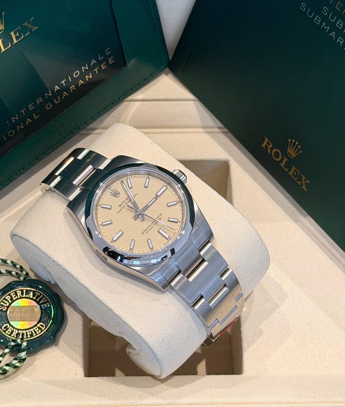 Rolex Oyster Perpetual Beige Dial 34mm